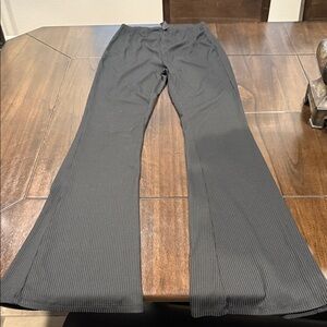 SHEIN Black Ribbed Flare Pants